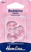HEMLINE HANGSELL - Plastic Bobbins, Singer (3 pcs)